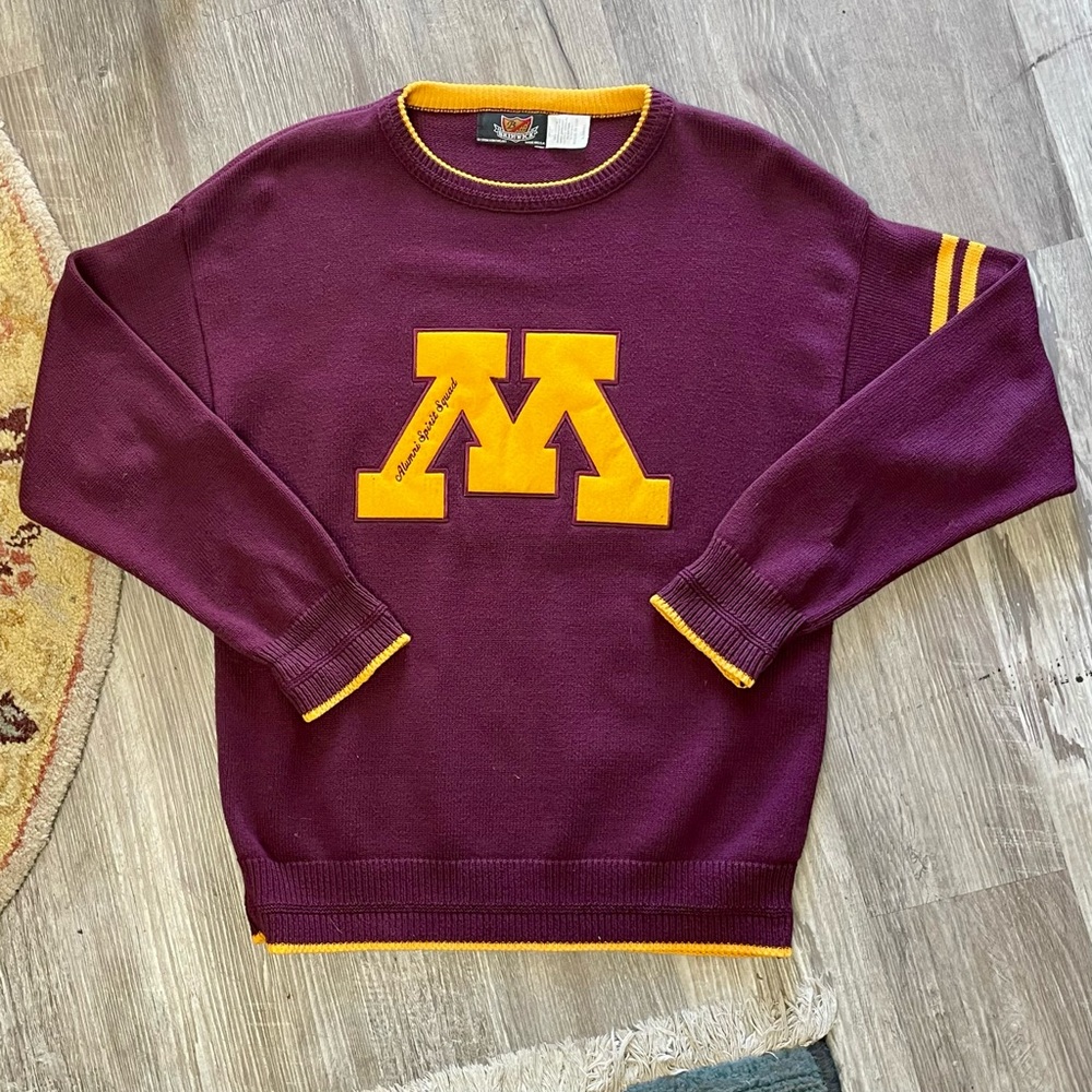 Vintage Minnesota Gophers Alumni Spirit Squad Letterman Varsity Patch Sweater